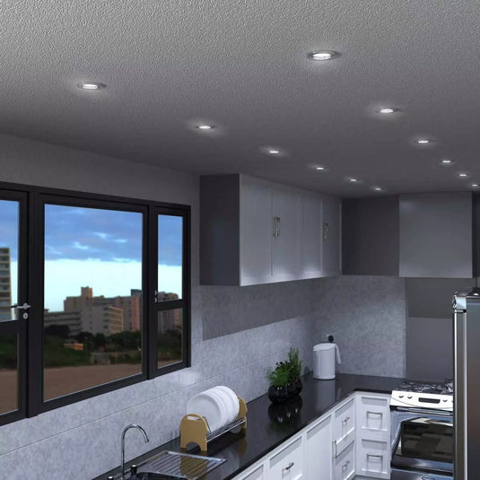 Recessed GU10 Spot Light in cool white light kitchen setting