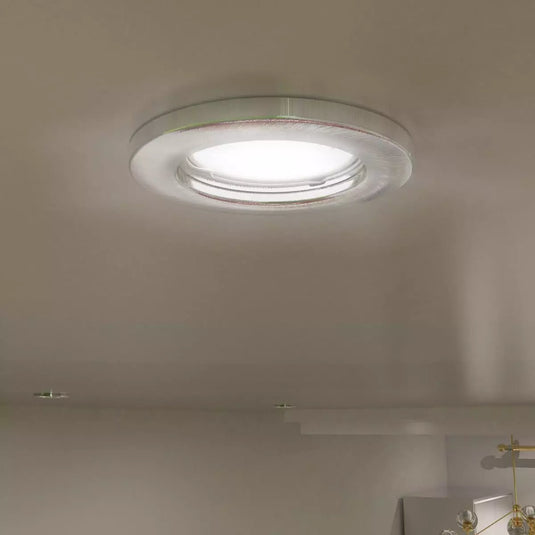 Recessed GU10 Spot Light in Brushed Chrome Finish mounted in bedroom ceiling