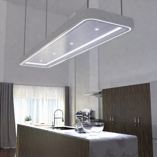 White GU10 Recessed Downlight in cool white light kitchen centre table