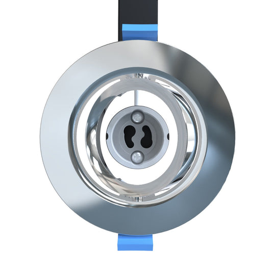 Front of the bezel showing the gimbal and GU10 lamp holder