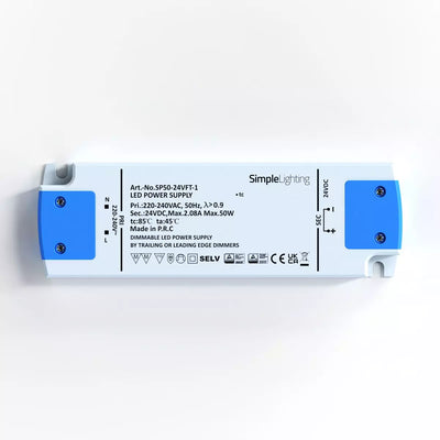 50w, Dimmable LED Driver - 12v DC or 24v DC