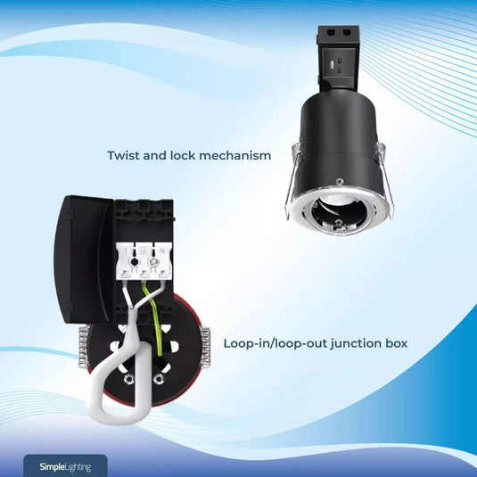Die-Cast, Tilt, Fire Rated, LED, Dimmable Downlight easy installation feature