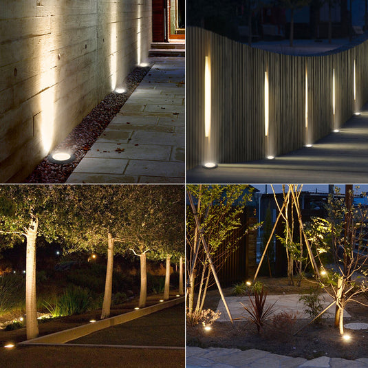 Black 65mm ground light fitted outdoors