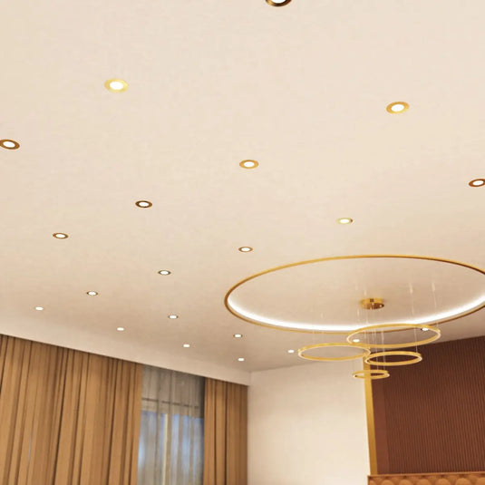 6w, Fire Rated Downlights, Brass mounted in ceiling with natural white light bedroom