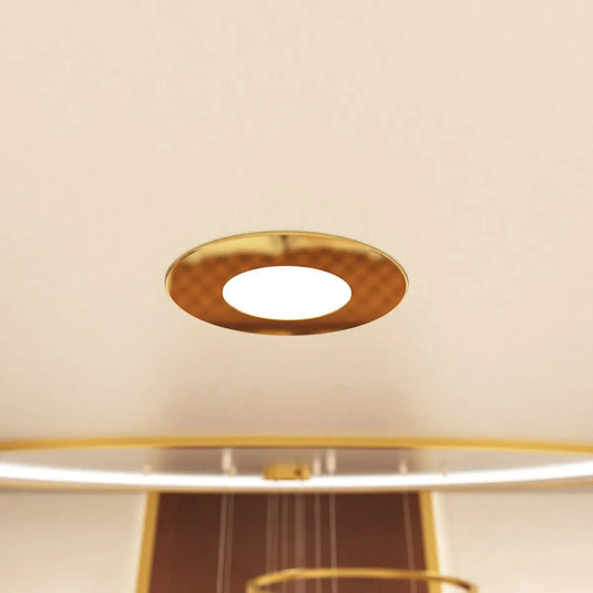 6w, Fire Rated Downlights, Brass mounted in ceiling with natural white light