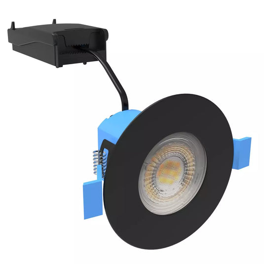 Short Can IP65 LED Downlight, Fire Rated, 6w in black finish mounted