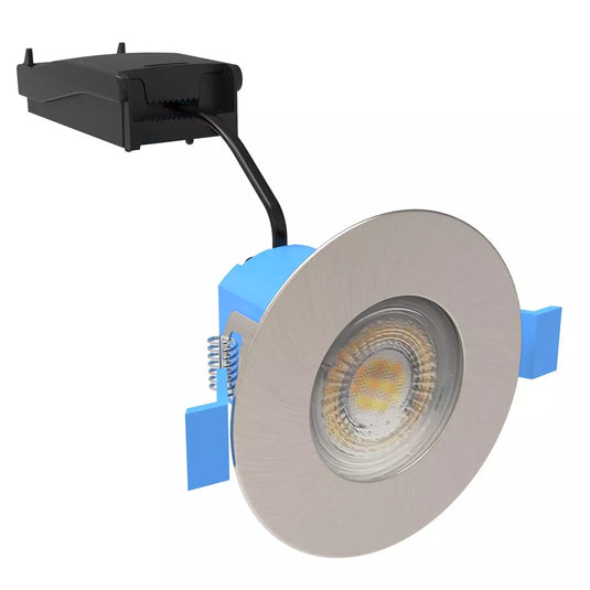 Short Can IP65 LED Downlight, Fire Rated, 6w in brushed chrome finish mounted