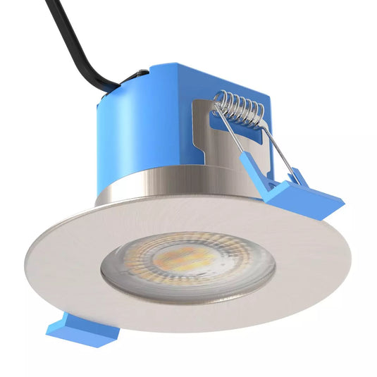 Short Can IP65 LED Downlight, Fire Rated, 6w in brushed chrome finish