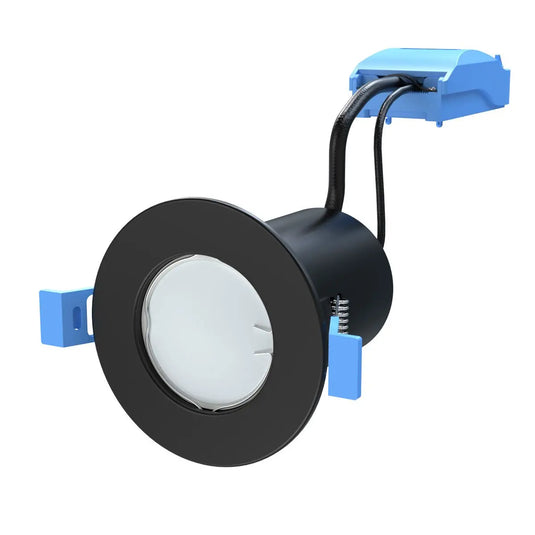 Matt Black Fire Rated GU10 Downlights with bulb