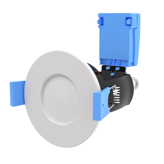 White fixed fire rated downlight