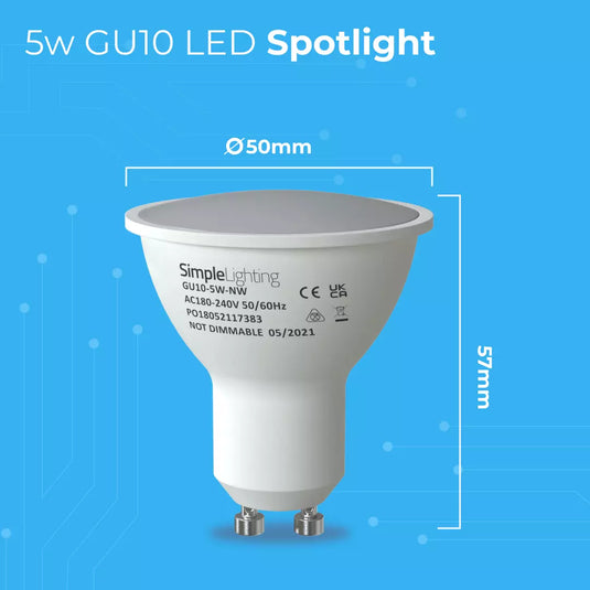 GU10 LED Spotlight Bulb dimensions