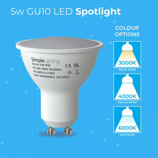 GU10 LED Spotlight Bulb in various colour temperatures