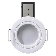 front facing of Die-Cast, Fire Rated LED Downlight, GU10, Fixed, Twist and Lock - White Finish with bulb