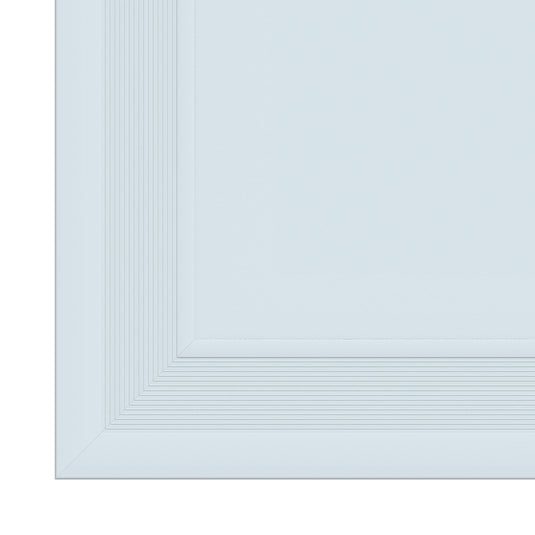 Front corner of a square LED panel, close up