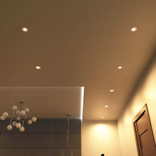 Ceiling with mounted warm white  brushed chrome downlight