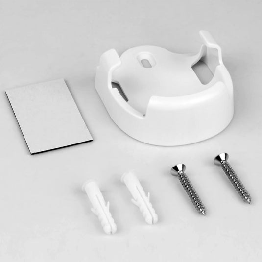 White remote holder with its screws