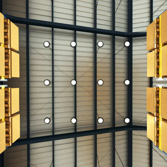 110w LED UFO High Bay Light, 0-10v ceiling view warehouse