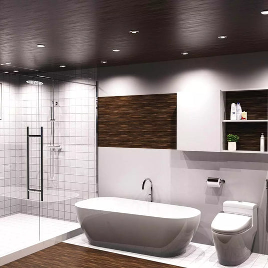 IP65, Polished Chrome GU10 Downlight in bathroom setting