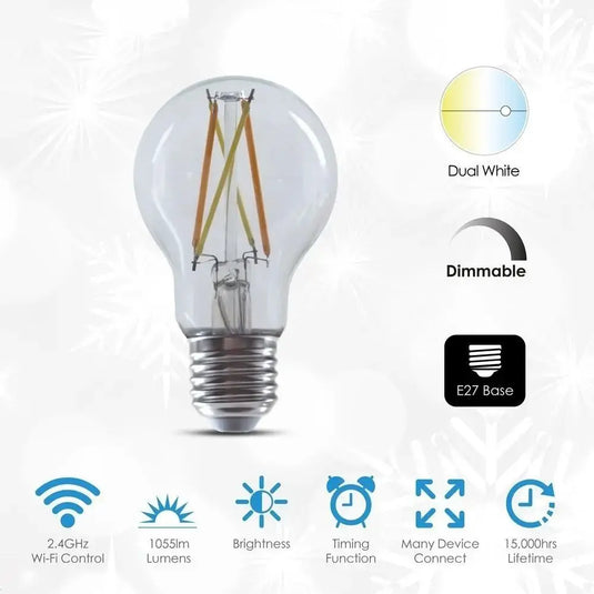 E27 Smart LED Dimmable and CCT Changing Filament Bulb features