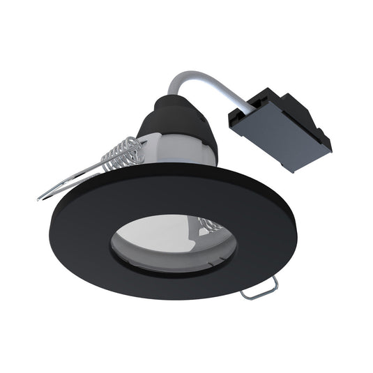 Matt black fixed GU10 downlight, angle 1