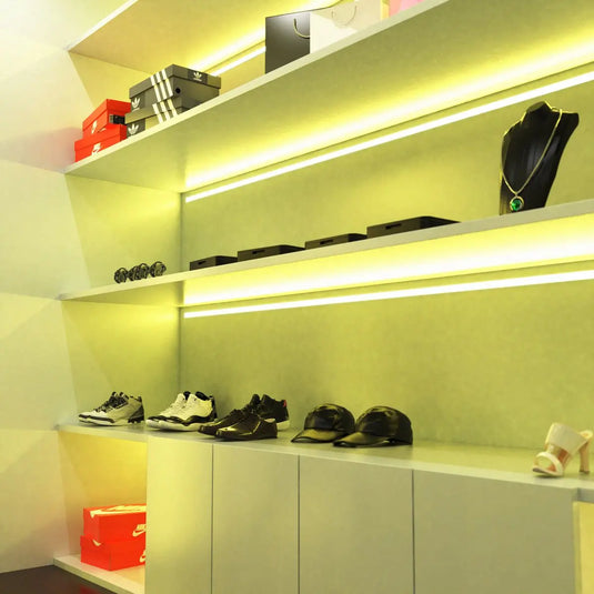 Trimless Plaster In Aluminium Profiles With Diffuser & End Caps undercabinet, shoe rack - walk-in closet