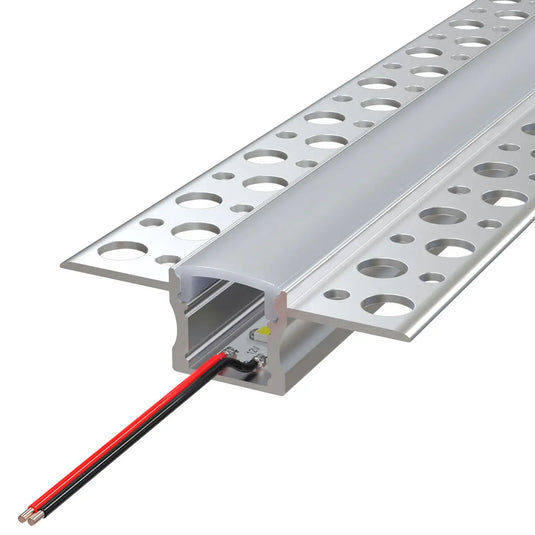 Trimless Plaster In Aluminium Profiles With Diffuser with LED strip side shot