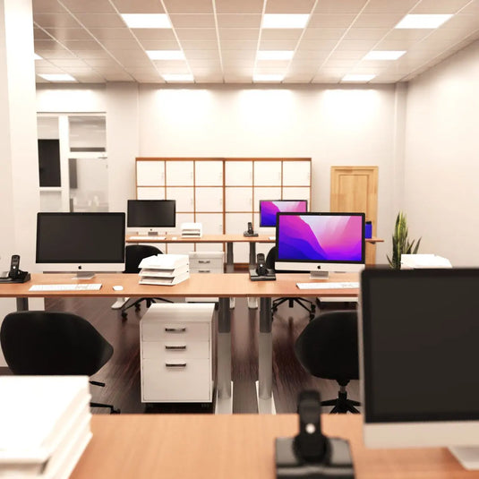 Office with natural white 600 x 600 LED panel - mid shot