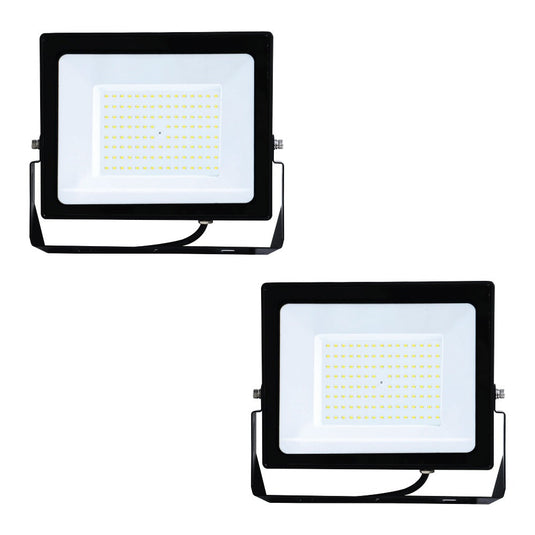 Pack of two 100w LED floodlights in black