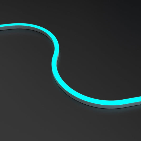 Cyan neon flex bent both ways