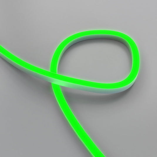 Close up of a green neon flex loop