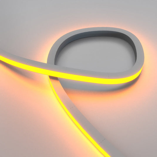 Close up of looped RGB neon flex glowing orange