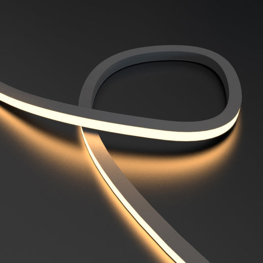Close up of looped warm white neon flex