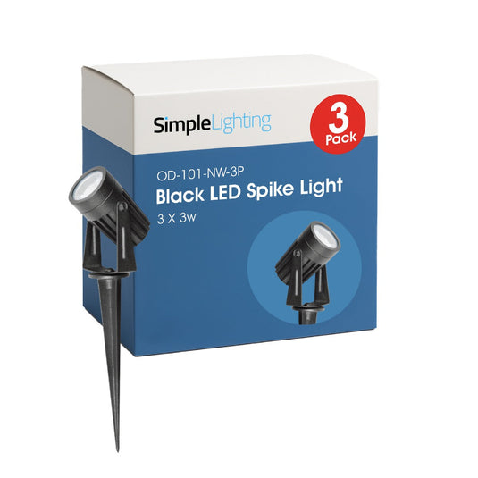 Pack of 3 black 3w LED garden spike lights