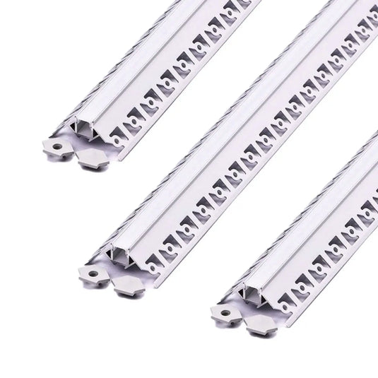 3 Pack - 2m Silver Plaster-In LED Aluminium Profile With Diffuser