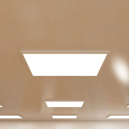 1200 x 600mm Surface Mounted LED Panel Light in natural white light mounted on the ceiling