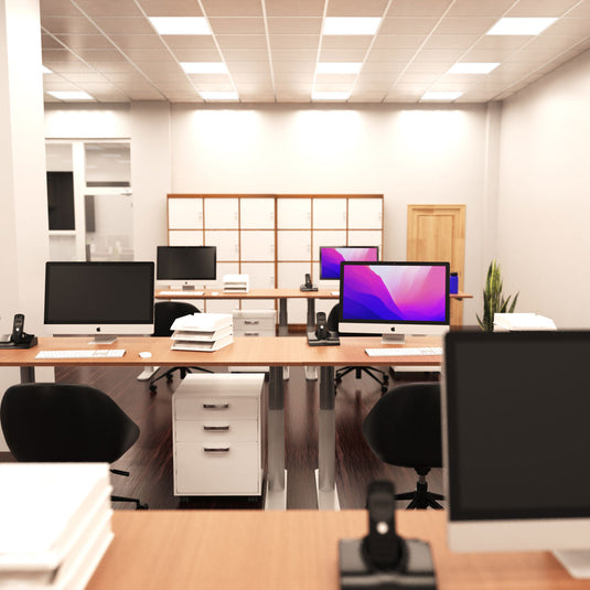 Office lit by natural white LED panels