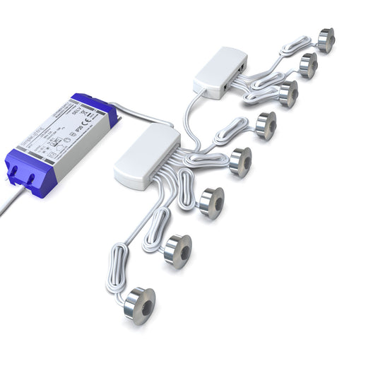 Side view of the eight LED plinth lights