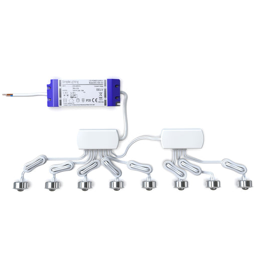 Eight LED plinth lights from above