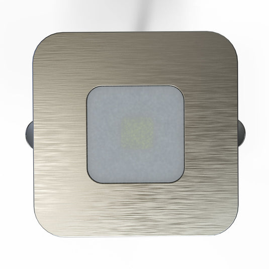 Square brushed chrome LED plinth light
