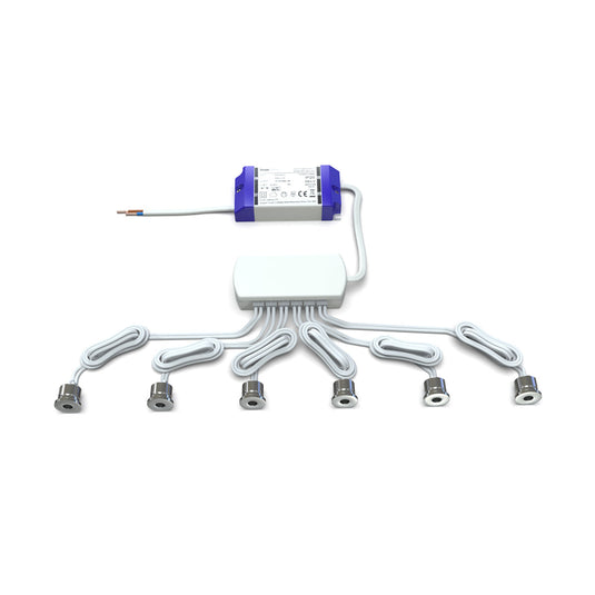Six microdot LED plinth lights with an LED driver