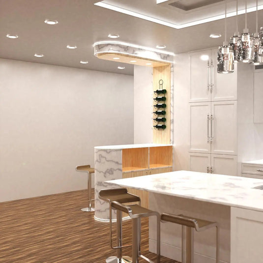 White, Bendable LED Profile With Frosted Diffuser highlights of the wine bar