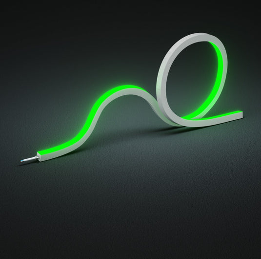 RGB neon flex glowing green