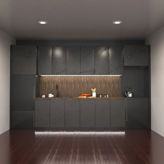 Black Recessed Aluminium Profile With Black Diffuser kitchen setting