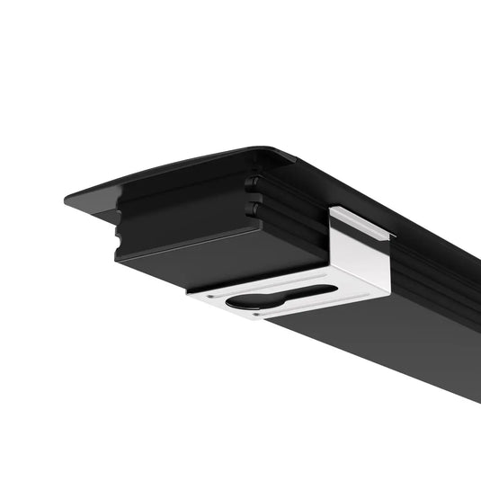 Black Aluminium Profile, Recessed With Cover and End Caps