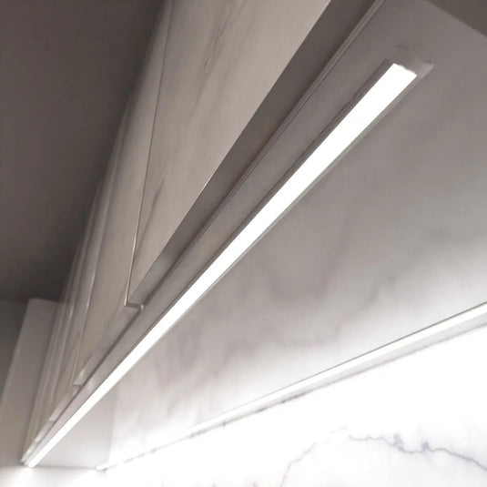 White Recessed LED Profile With Frosted Cover under cabinet