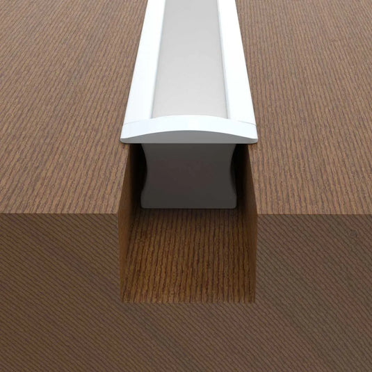 White Recessed LED Profile With Frosted Cover in between wood panel