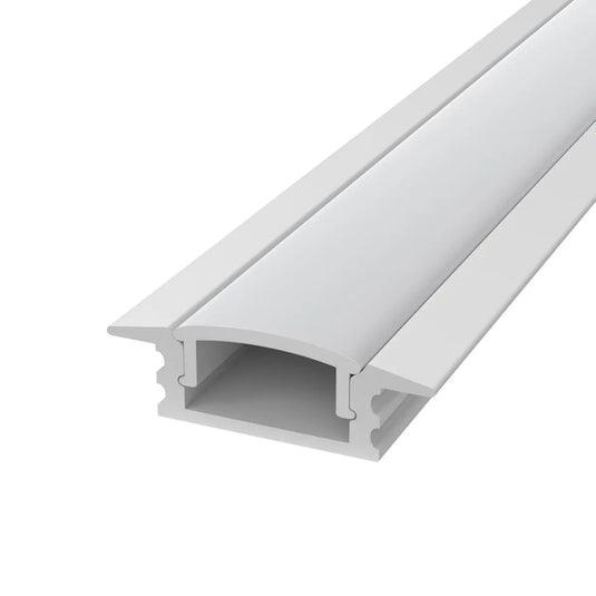 White, Recessed LED Profile With Frosted Cover without end cap