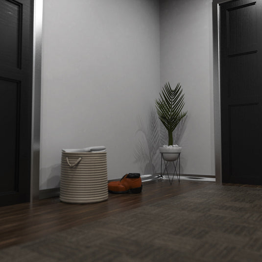 Close up of silver skirting profile at a hallway corner