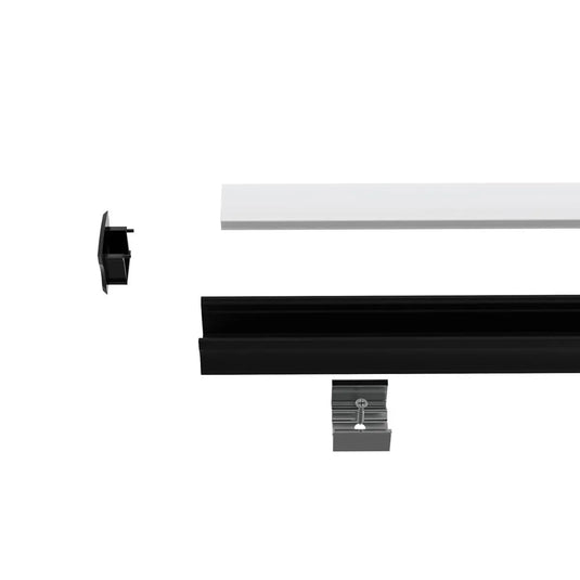 Black Aluminium LED Profile deconstructed