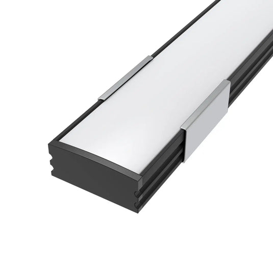 LED Profile, Black Slimline With Diffuser with Bracket